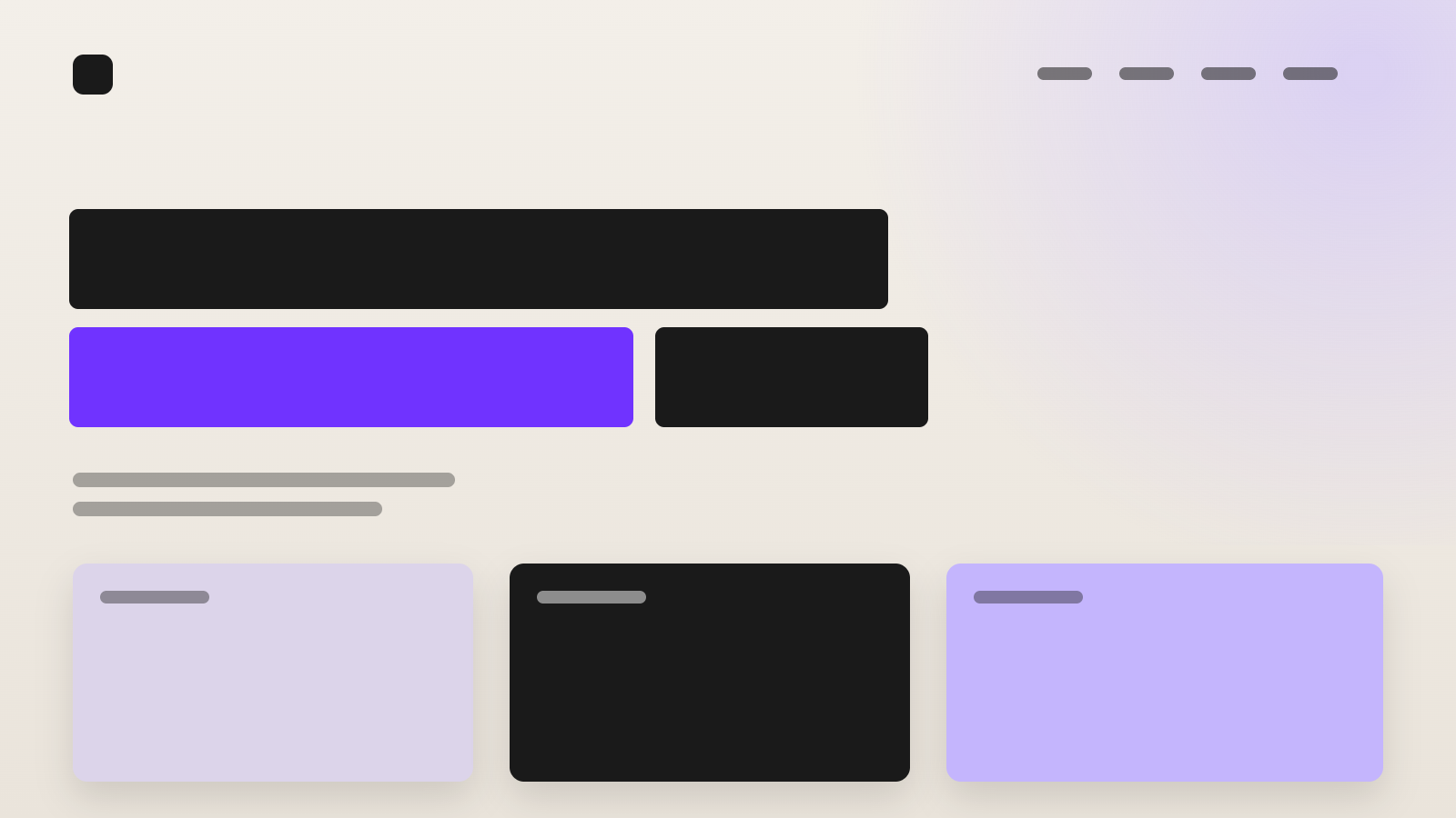 Mockup de la web de Atlas Studio: sitio editorial claro con titular a gran escala y parrilla de trabajo.